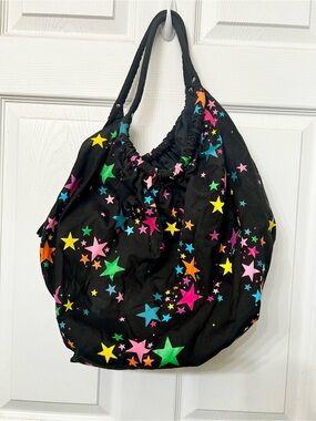 Black Multicolor Star Hobo Bag